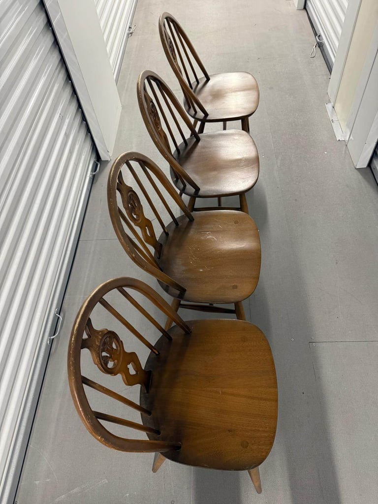 image for 4 Vintage Dark Wood Chairs