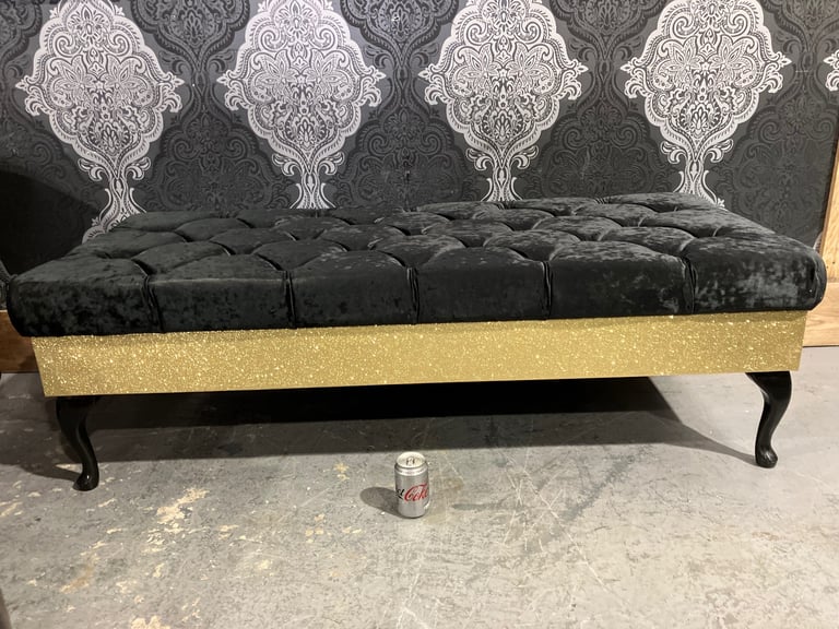 HUGE Immaculate Queen Anne Buffet Footstool Black and Gold - Delivery