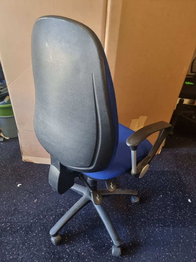 Large Blue Adjustable Office Swivel Desk Chair With Arms Good Quality 
