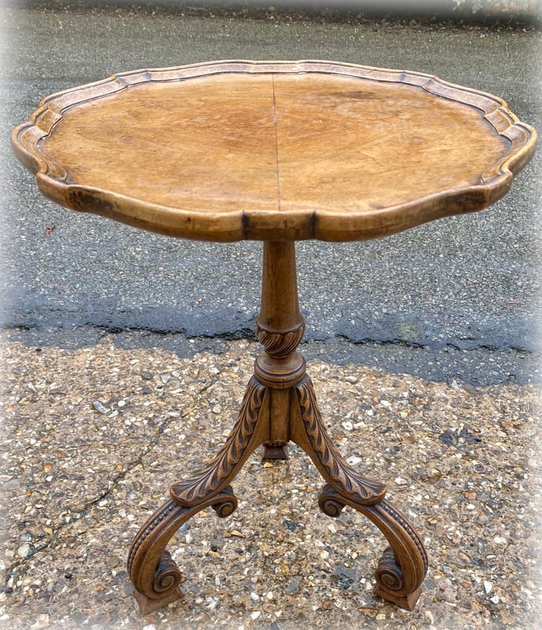Victorian Carved Walnut Wine Table 
