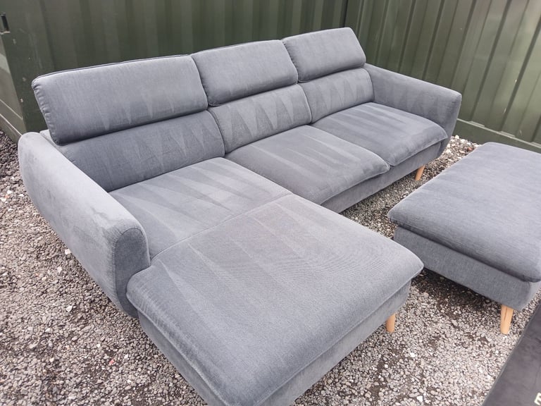 Grey chaise sofa corner L shape 3 seater FULLY CLEANED DELIVERY AVAILABLE 