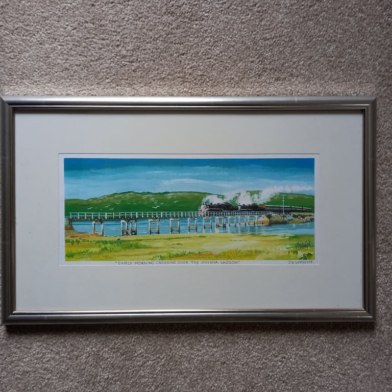 Framed signed print of train
