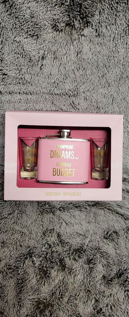 image for Women's Pink Hip Flask With Glasses