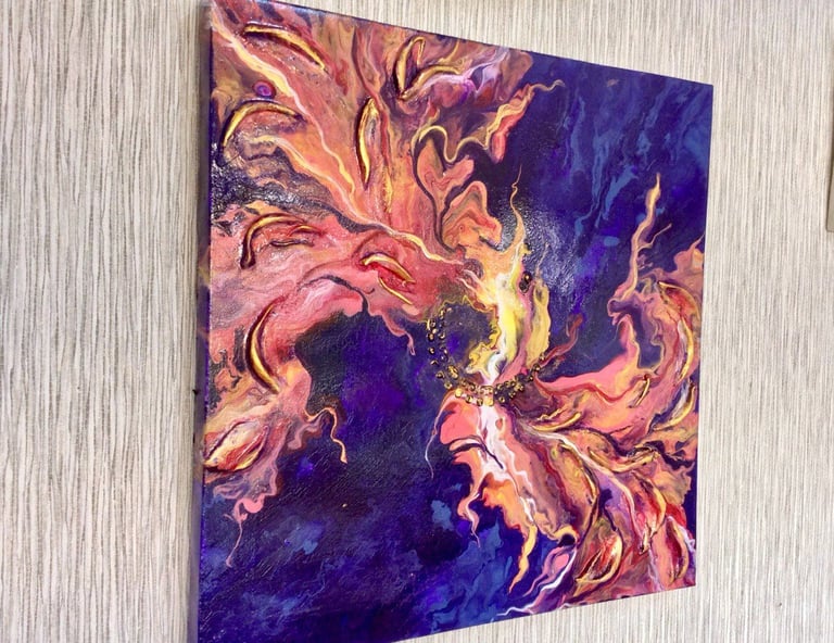 Vibrant original acrylic painting,  abstract textured Artwork 