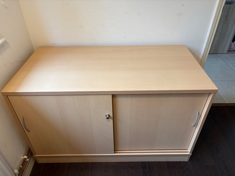 Office desk, side drawers and storage unit