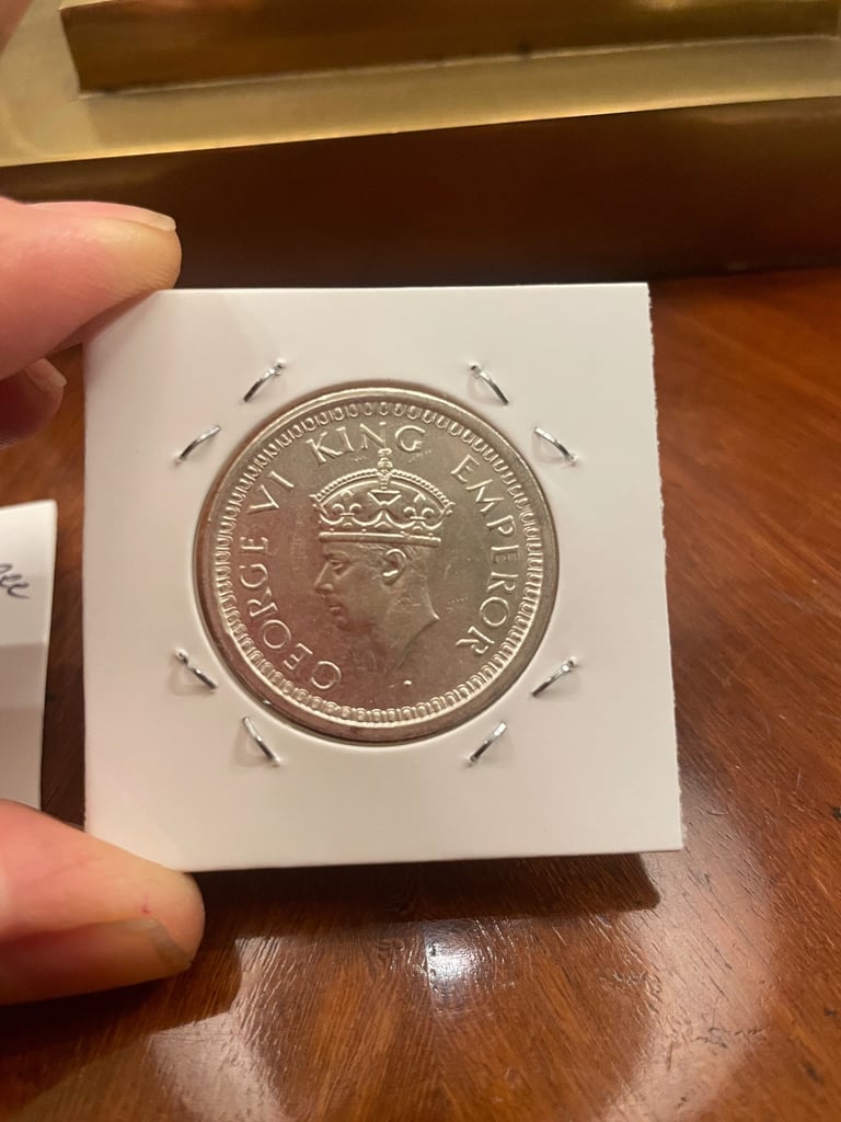 1944 one rupee silver coin - uncirculated condition 