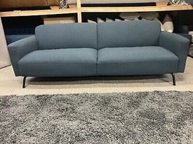 X2 three seater sofas in petrol (blue teal) 1 year old and in pristine conditions 