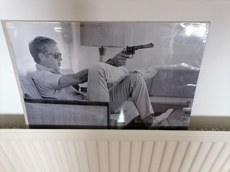 image for New. Retro Wall Art : Actor STEVE MQUEEN Iconic Black & White Poster. Factory Sealed. 