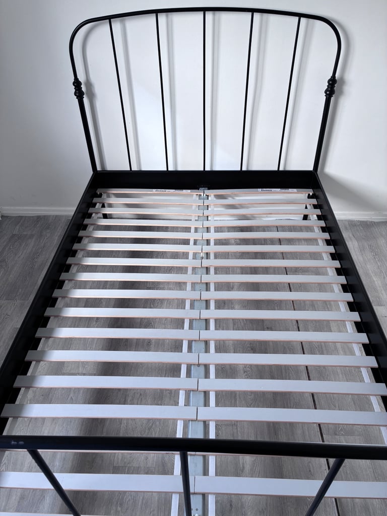 image for IKEA European Double Bed Frame – Black Metal