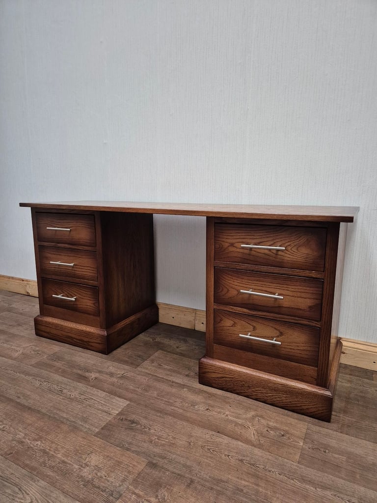 SOLID OAK Desk Office Desk Computer Table Writing Table Pedestal Desk 
