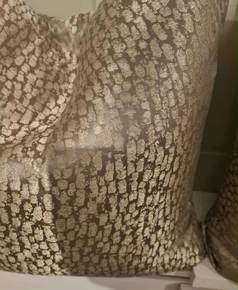 'Elle' bronze Gold luxury cushions in metallic gold design x 2 