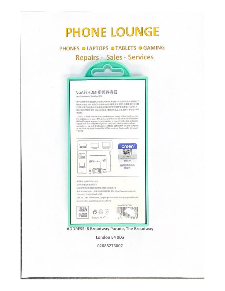 ONTEN VGA to HDMI Video Adaptor