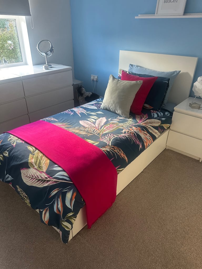 image for IKEA white single bed with mattress