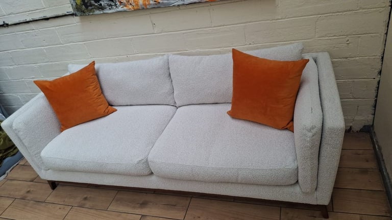 John lewis Trim 3 seater sofa in white boucle fabric RRP £2000
