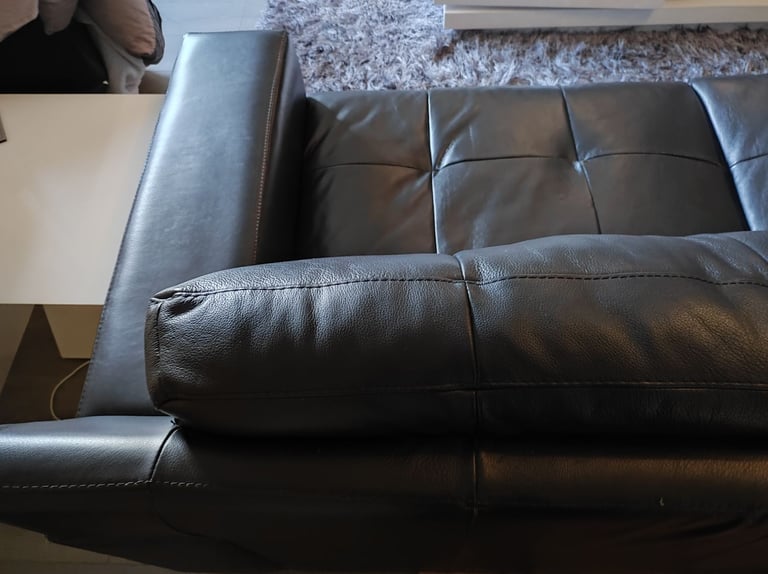 Black leather sofa