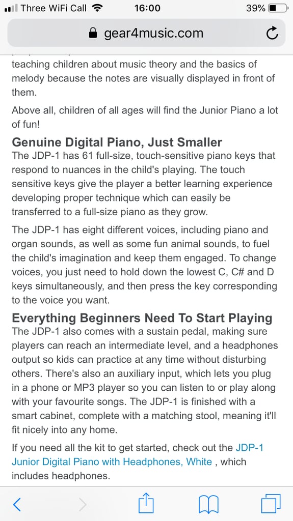 Children’s White Piano and Stool