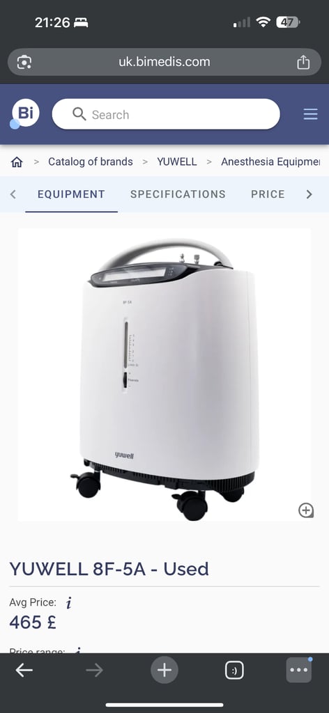 image for 93% oxygen concentrator Yuwell 5litre