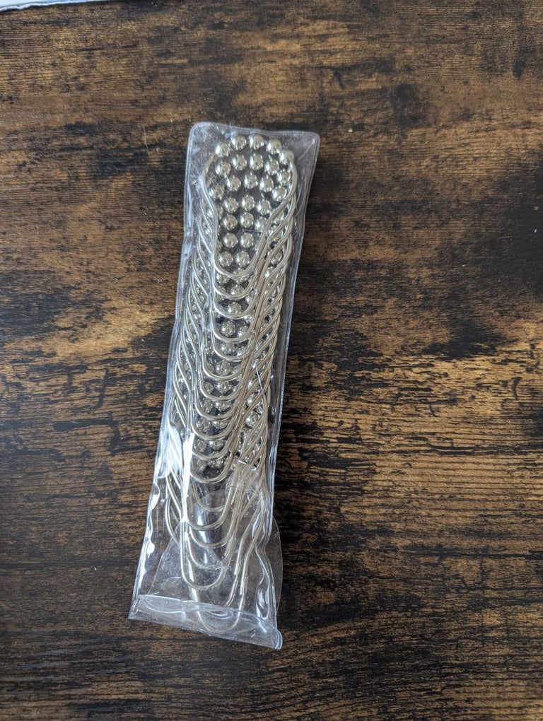 Stainless Steel Shower Curtain Hooks with Roller Balls – Pack of 12