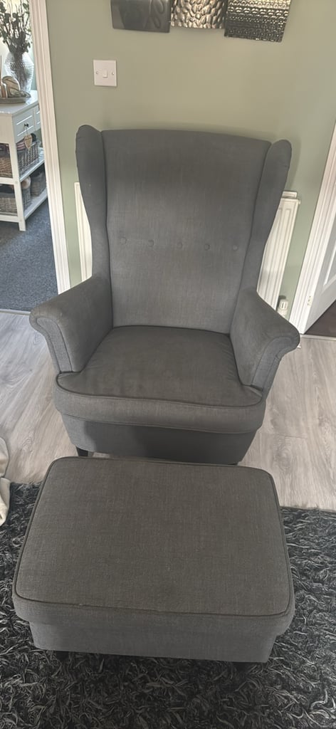 image for IKEA armchair and foot stool 
