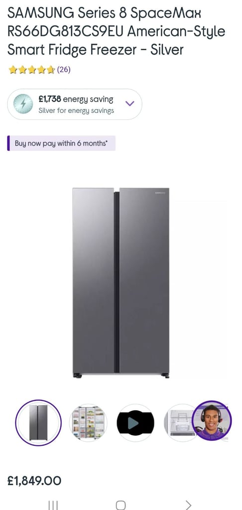 Ex display SAMSUNG Series 8 SpaceMax RS66DG813CS9EU American-Style Smart Fridge Freezer - Silver 