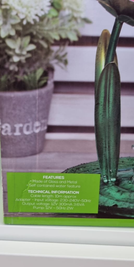 Boxed Glass Hummingbird Water Feature - Brand new