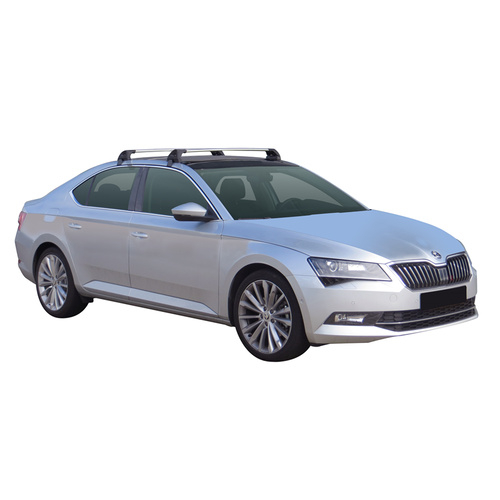 Roof bars Airo silver aluminium lockable with fitting kit for Skoda Superb hatchback (2015 onwards) 