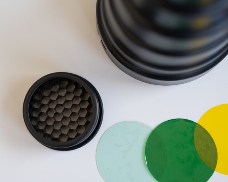 Snoot with honey grid and filters