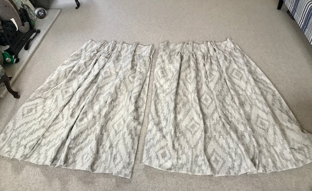 image for Pair of Brand New & Boxed Hillarys Curtains - Thermal Lined - Alto Linen - Navy and White