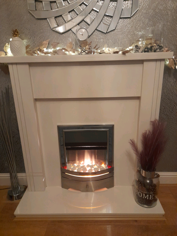 Polar white fireplace, including electric fire 450 ONO