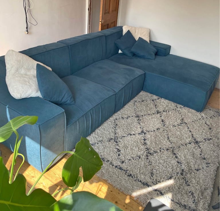 Zavia Three Seater Corner Sofa, Linen