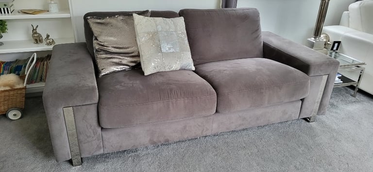 Luxury Designer Grey Textured Velvet 3 seater sofa, Made in Italy, (2 AVAILABLE) New Trend Concepts
