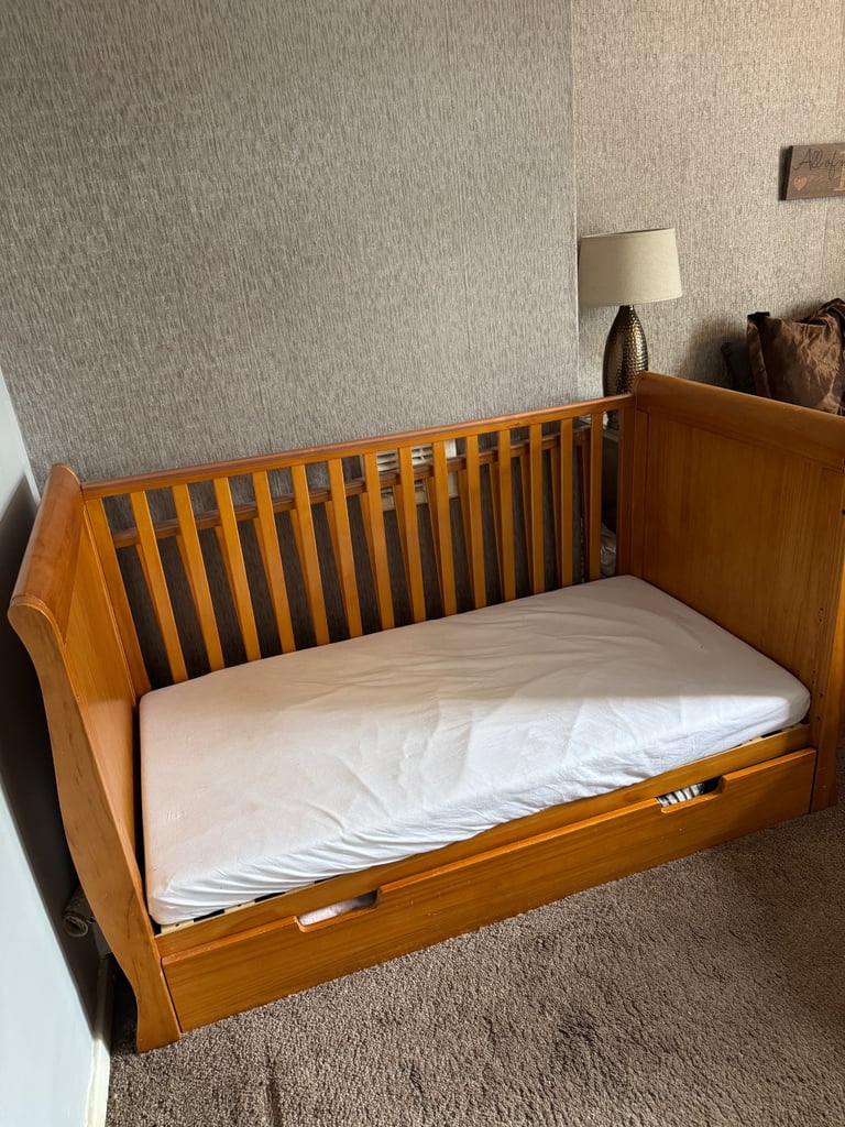 Solid Wood Sleigh Cot Bed