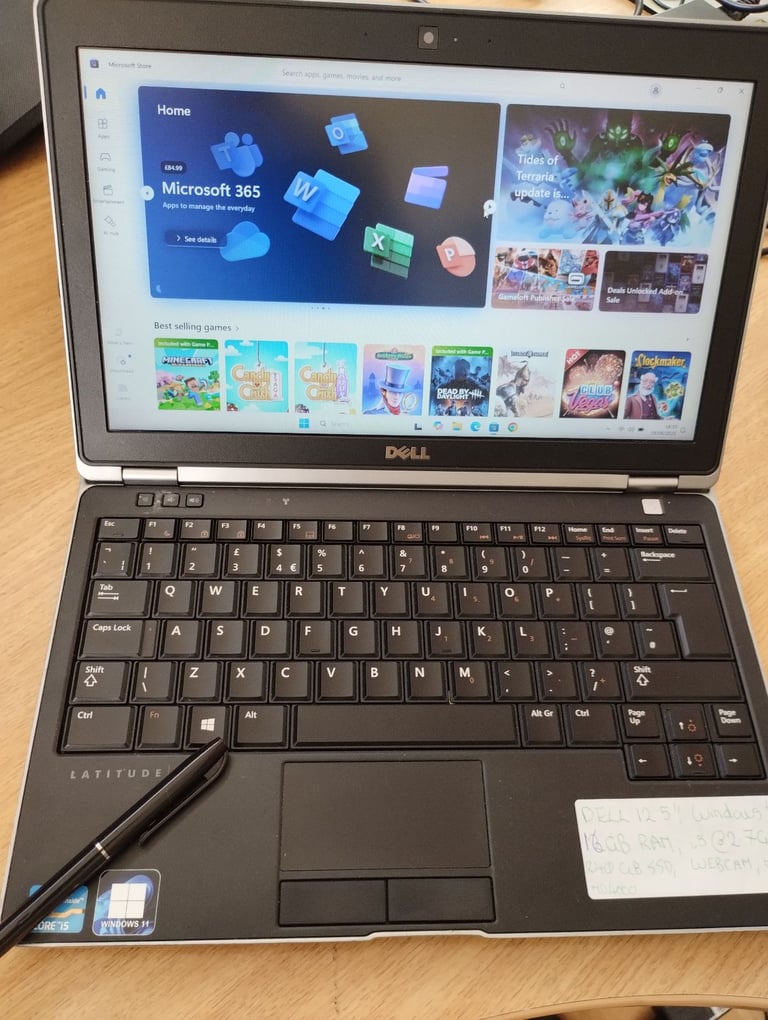 Dell laptop. Windows 11. Full Microsoft Office, 16GB RAM, i5 CPU, 240GB SSD, HDMI, WebCam.