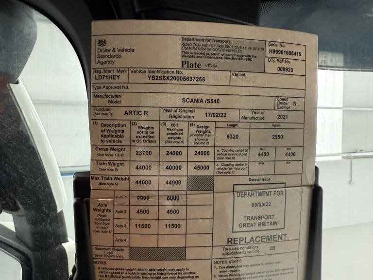 2022 (71) SCANIA S540 HIGHLINE EURO 6 