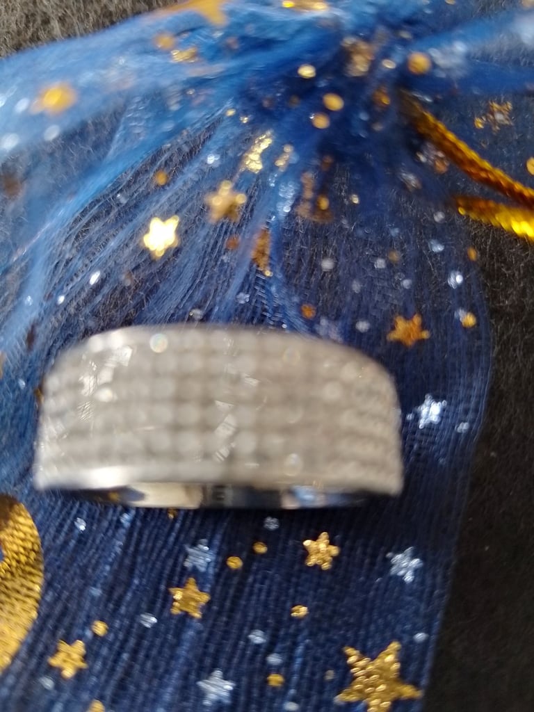 Stainless steel and diamonte Man's ring.R.5