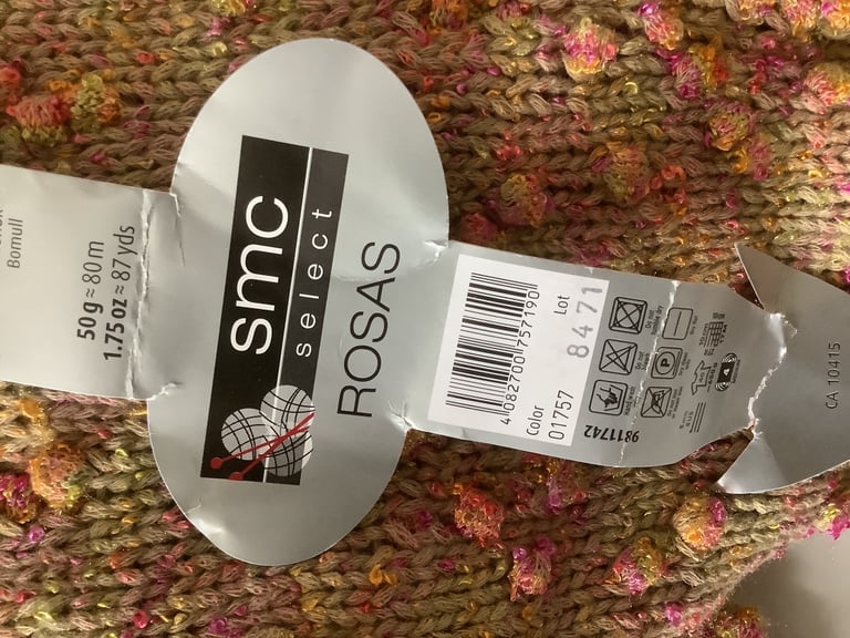 Hand Knitted Baby Blanket in Gold, Pink & Purple in an Exclusive Yarn