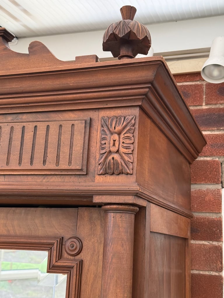 Stunning Antique French Walnut Mirrored Armoire Wardrobe
