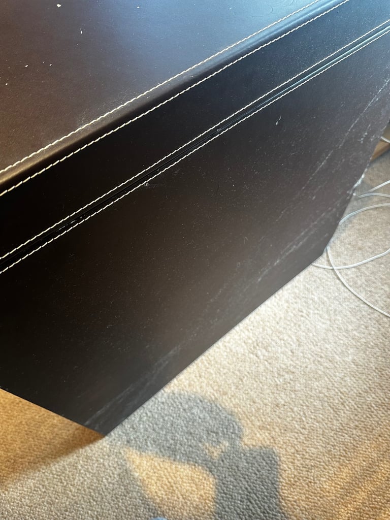 Large Faux Leather brown desk with 3 drawers