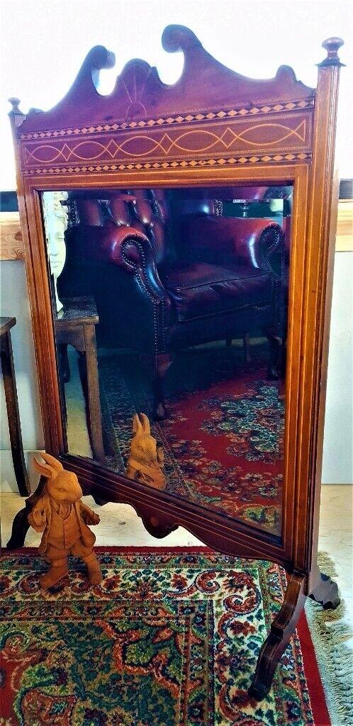 Victorian bevelled mirrored fire screen 