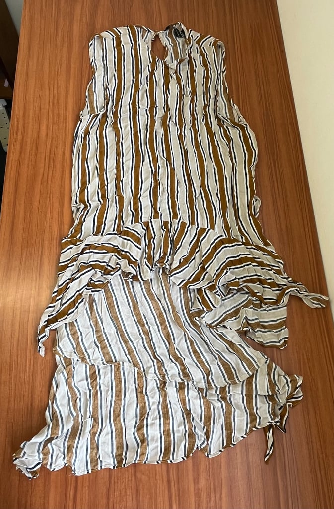Women's Zara Striped Asymmetrical Sleeveless Tunic Ruffle Top Size Medium