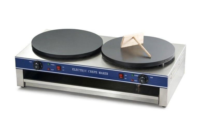 BRAND NEW COMMERCIAL ELECTRIC DOUBLE CREPE MAKER MACHINE WITH DOUBLE P