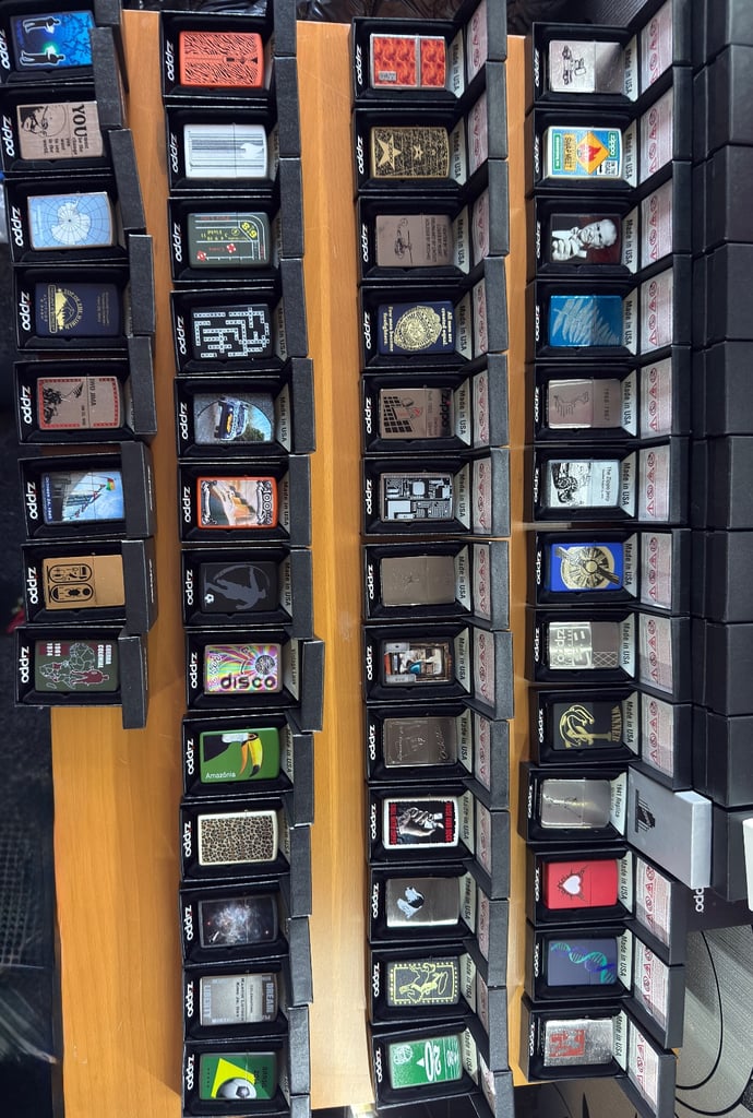 Zippo premium collection 104 lighters, display cases plus extras brand new unused 