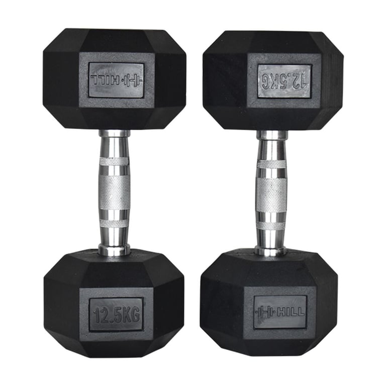 Hill Icon Rubber Hex Dumbbell Set 2.5kg - 15kg - Weights Gym