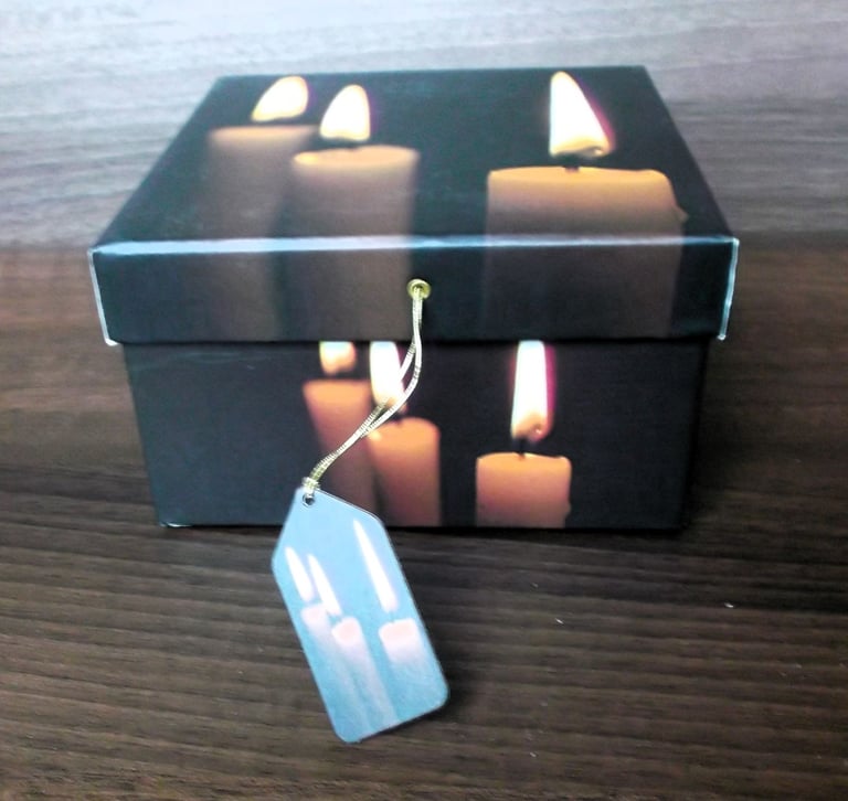 image for Candle Patterned Gift Box containing 4 scented candles in decorative glass holders