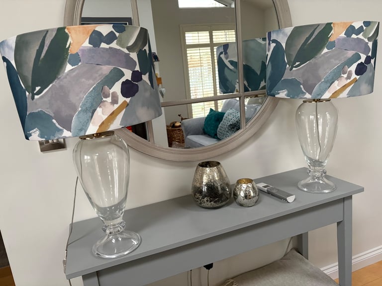 image for 2 tall designer lamps measurements shown in photos 