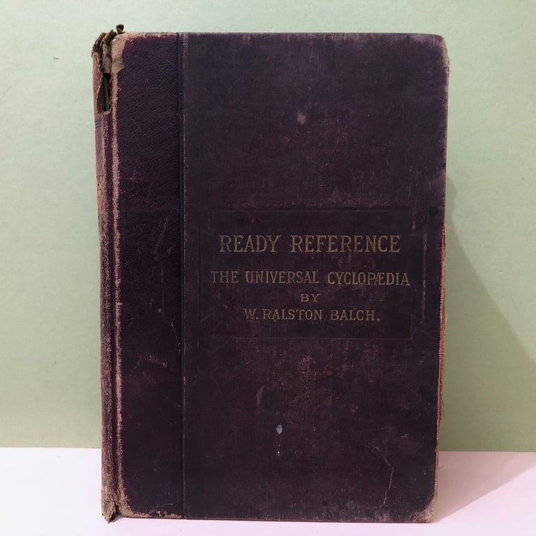 1894 antique leather READY REFERENCE Universal Cyclopaedia •W.R. Balch