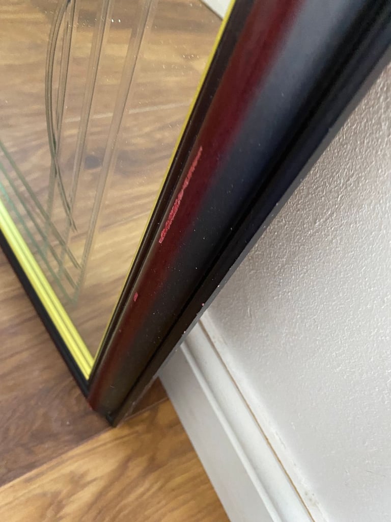 Large heavy etched rectangular mirror with Art Nouveau / Charles Rennie Mackintosh style design