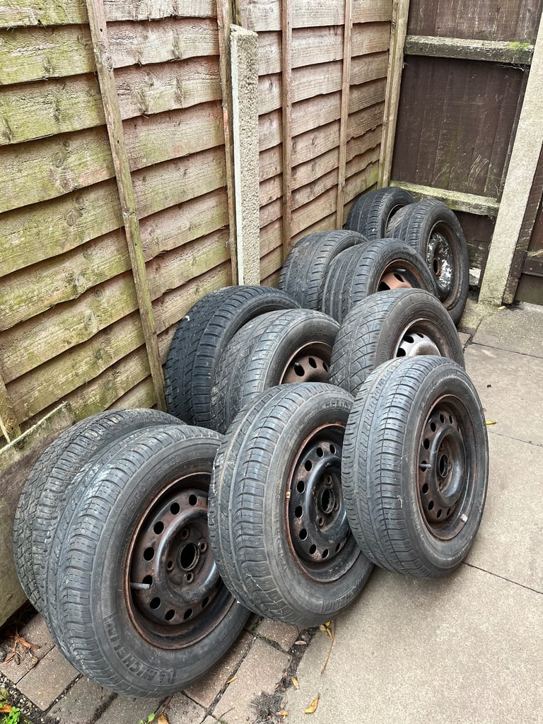 Tires with rims  £25. For 1.  Or £150 for all 11. 