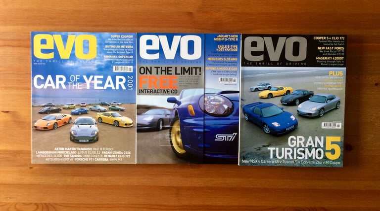 EVO MAGAZINE - PERFORMANCE CAR MONTHLY - JAN TO DEC 2002 - BUNDLE OF 9 ISSUES - AS NEW
