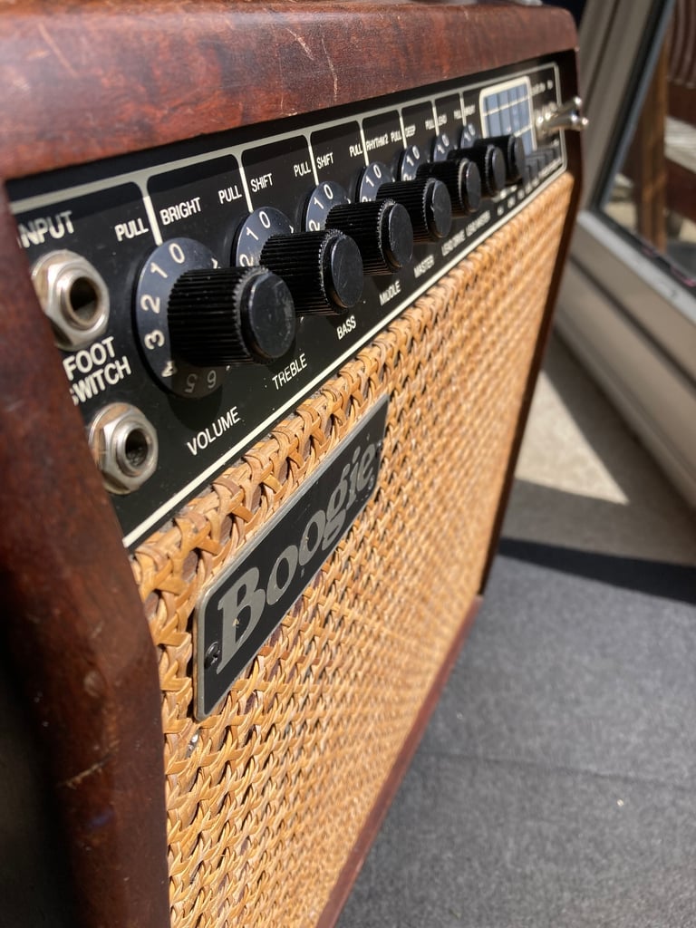 Mesa Boogie Mark III Purple Stripe with wheeled flight case